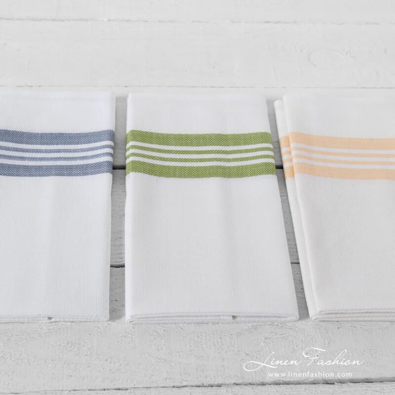 White linen cotton towels with stripes