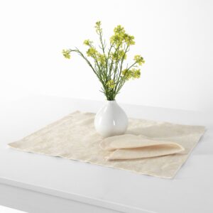 Cream linen cotton placemat, floral pattern