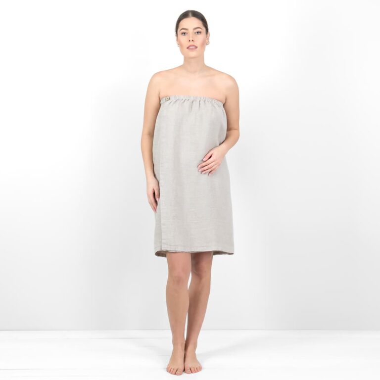 Grey towel with a button