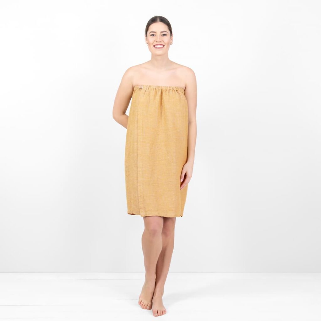 linen yellow wrap towel