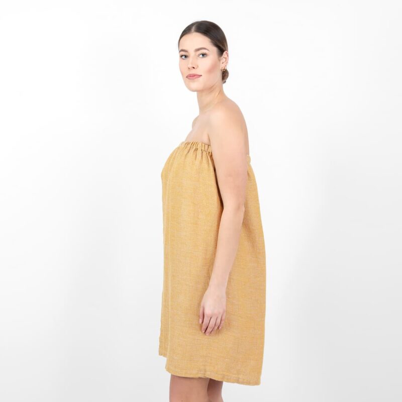 linen yellow wrap towel, for sauna