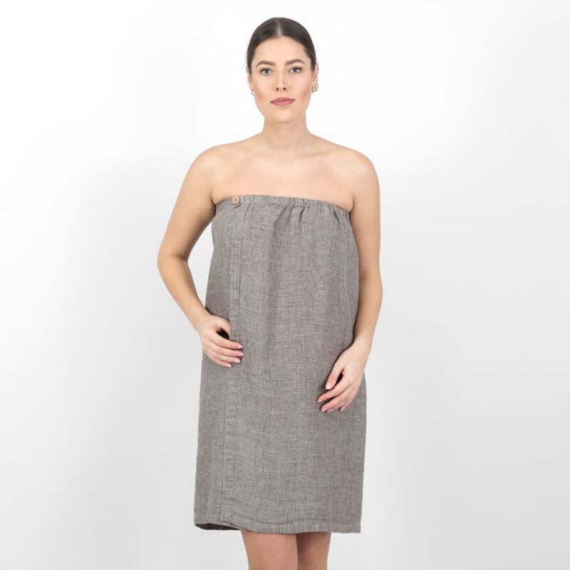 linen grey brown wrap towel washed
