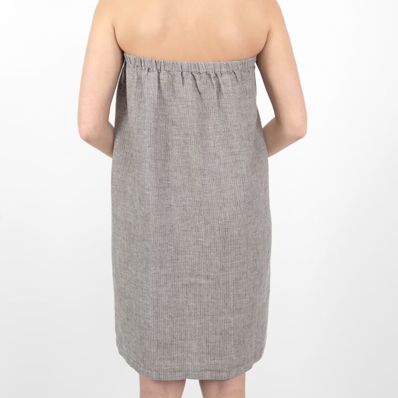 linen grey brown wrap towel from backside