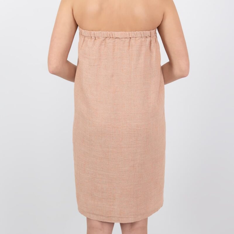 linen powder brown wrap towel from backside