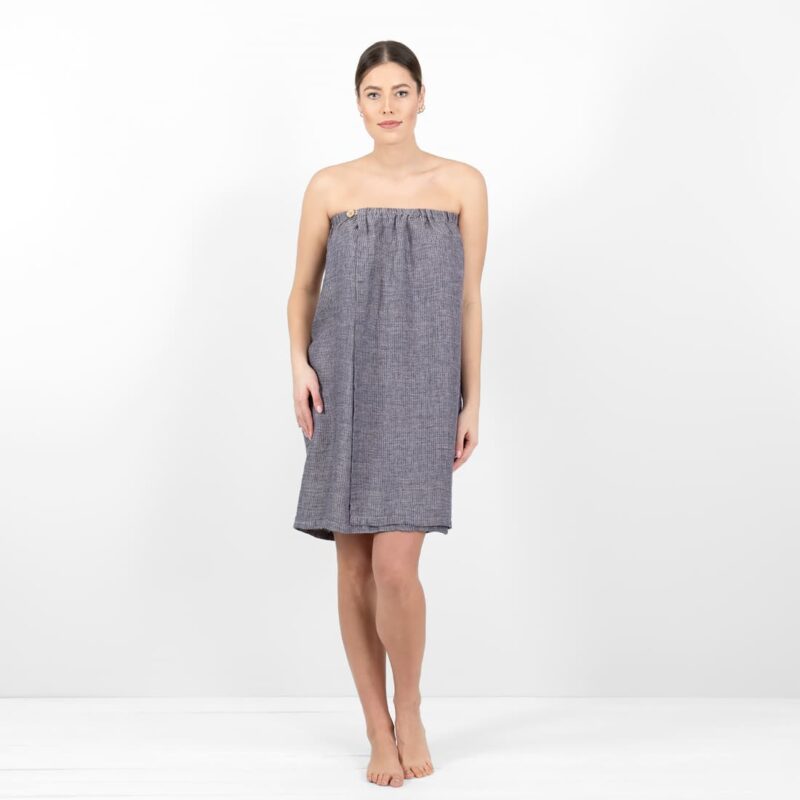 linen blue wrap towel