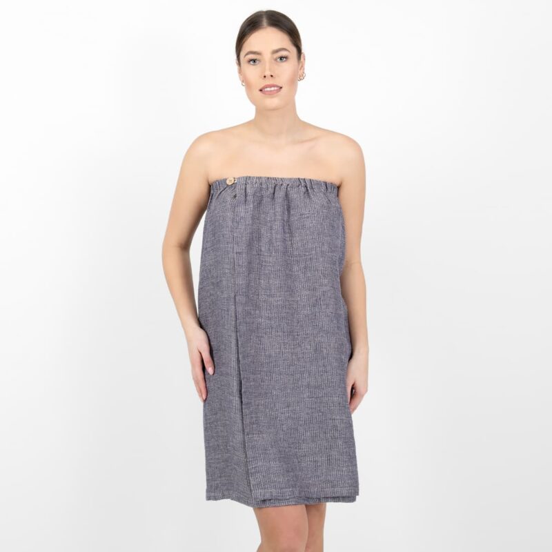 linen blue wrap towel washed