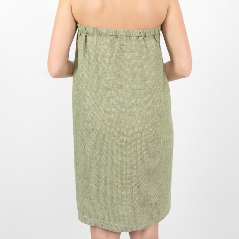 linen green wrap towel from backside