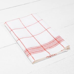 linen towel set red checks