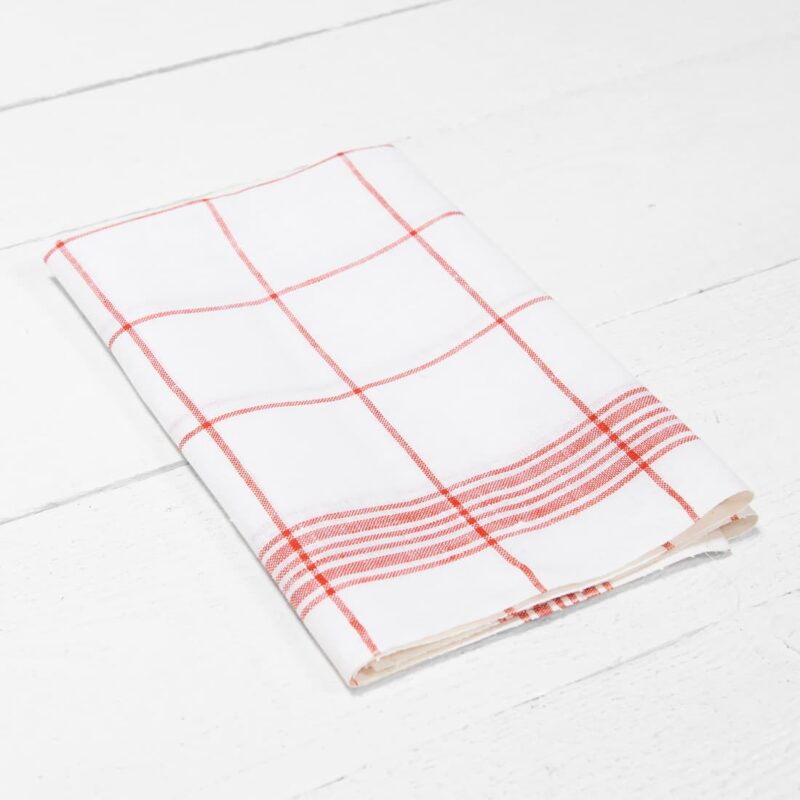 linen towel set red checks