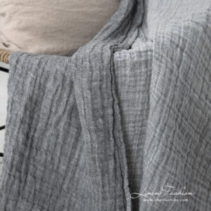 Linen grey doublesided blanket, washed.