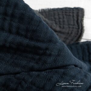 Blue blanket linen cotton in wshed fabric.
