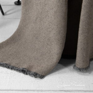Linen cotton grey blanket with fringes 1.5cm. around.