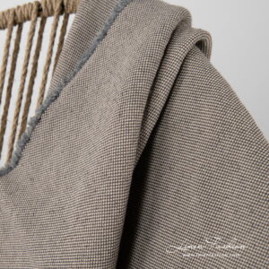 Linen cotton grey blanket with fringes, washed.