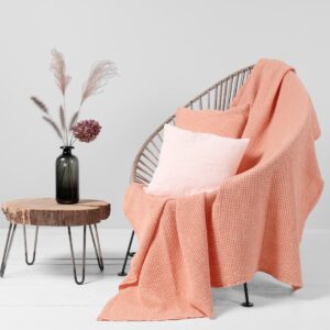 linen cotton peach blanket