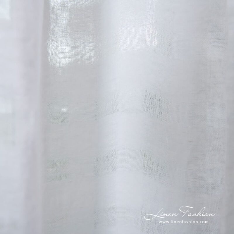 KORI optical white linen curtain in transparent checks