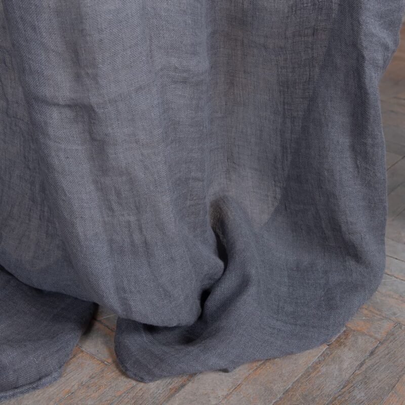 linen dark grey curtains, washed