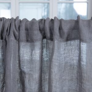linen dark grey curtains, with channel