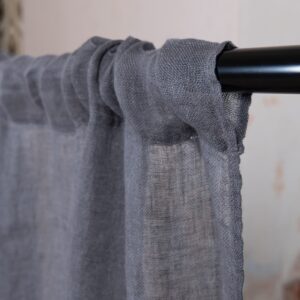 linen dark grey curtains, with channel