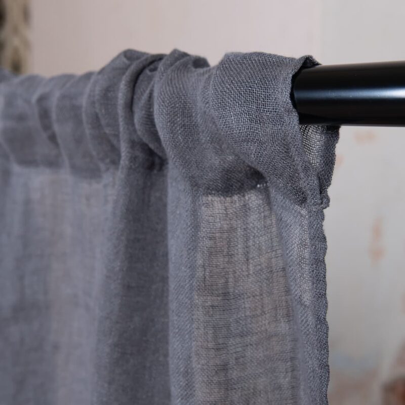 linen dark grey curtains, with channel