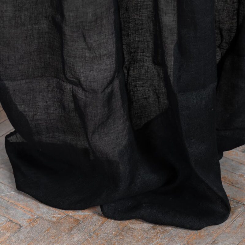 linen black curtains, gauze, transparent