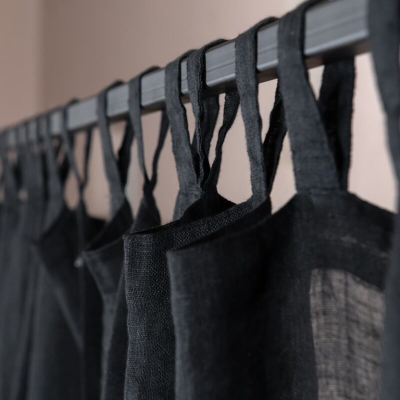 linen black curtains, with loops