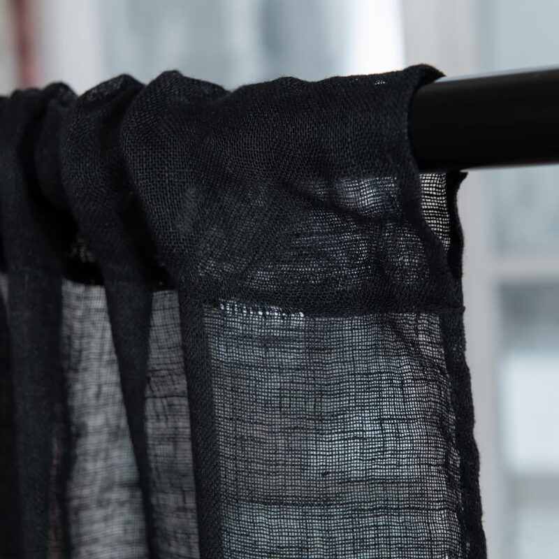 linen black curtains, with channel, washed