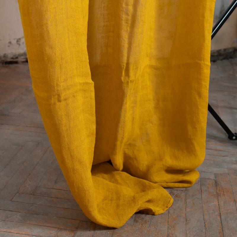 mustard yellow linen curtains, transparent