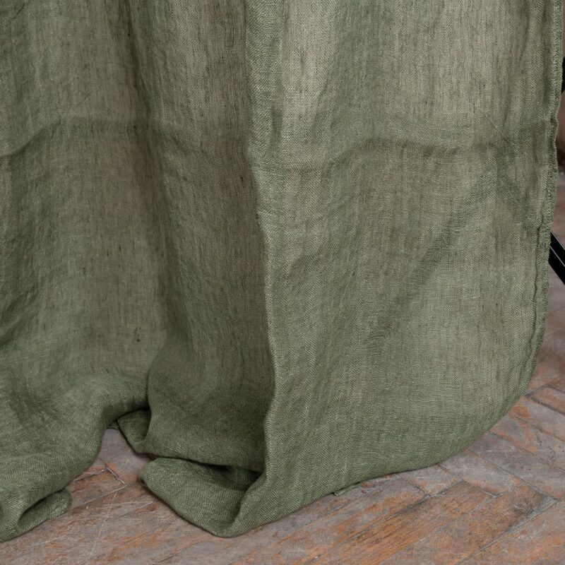 moss green linen curtains, transparent