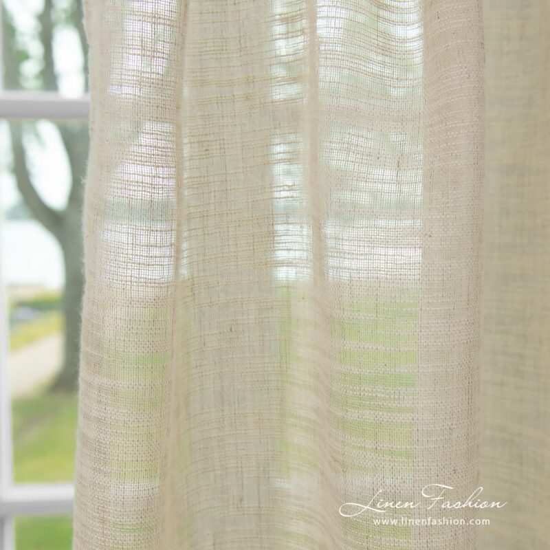Linen cotton curtain woven with fancy yarns
