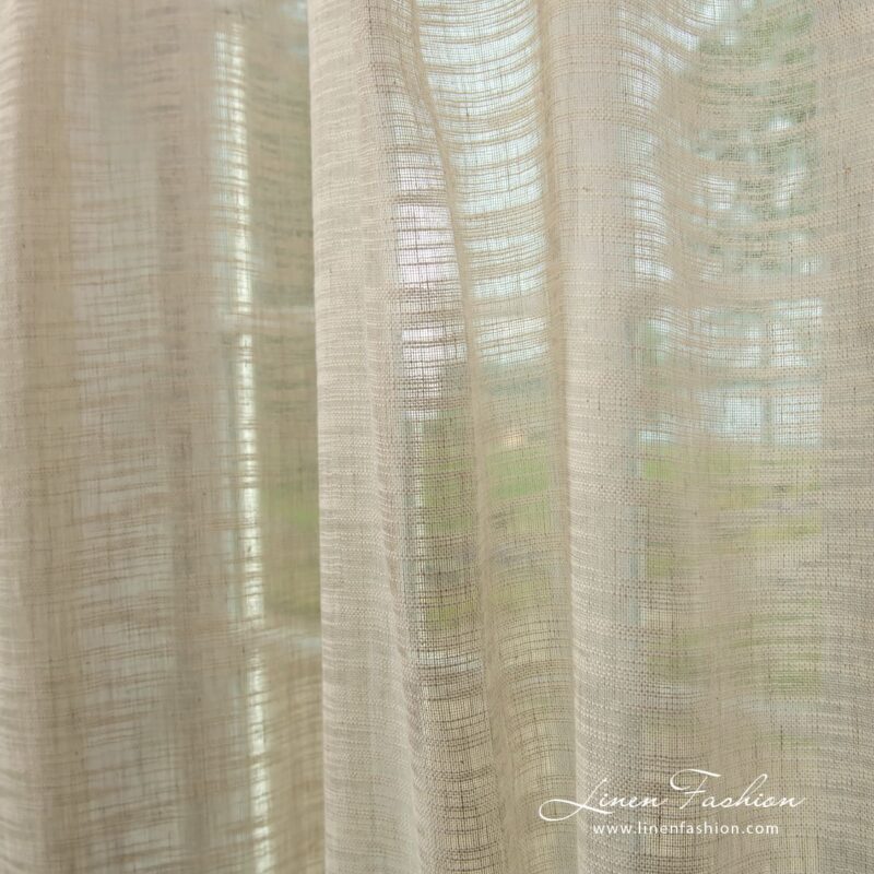 Beige linen cotton curtain in melange