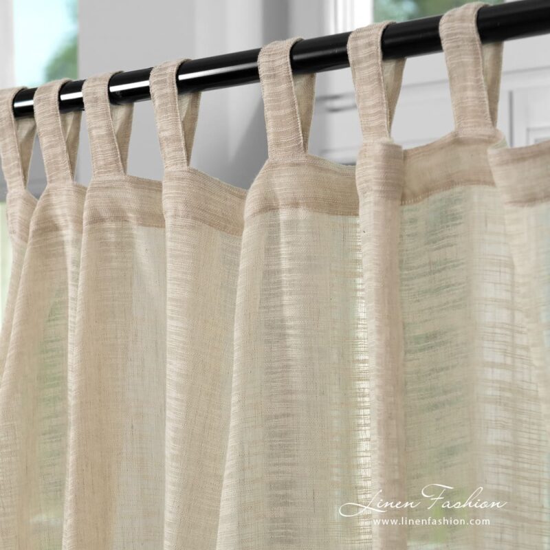 Natural (undyed) linen cotton curtain with white fancy yarns