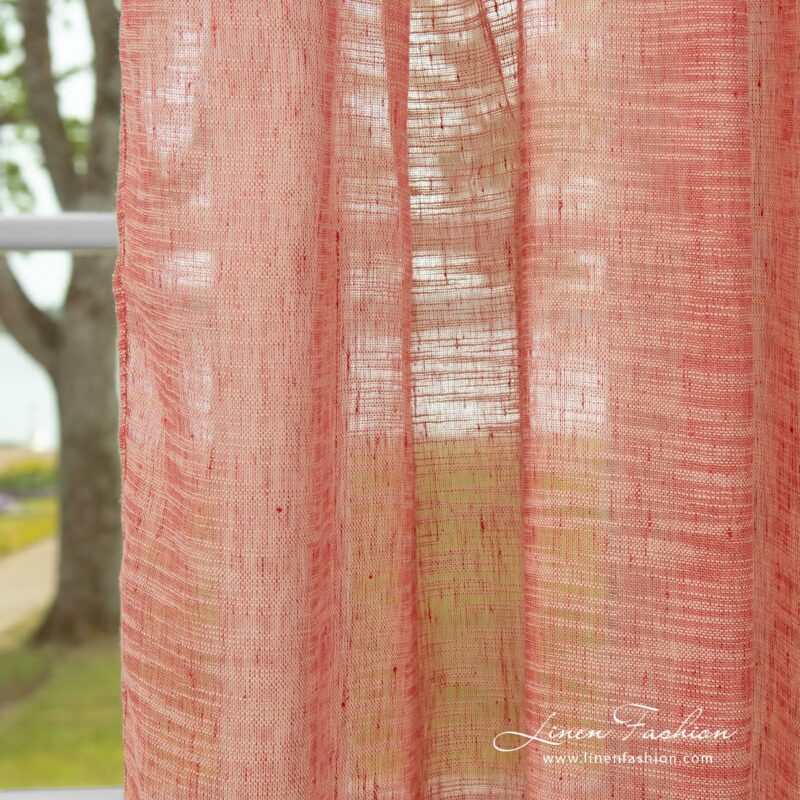 Rosy linen cotton curtain in melange colors