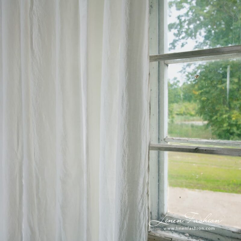 100% linen curtain in white colour.