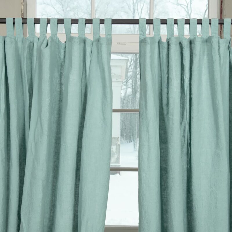 aquamarine linen curtains big width
