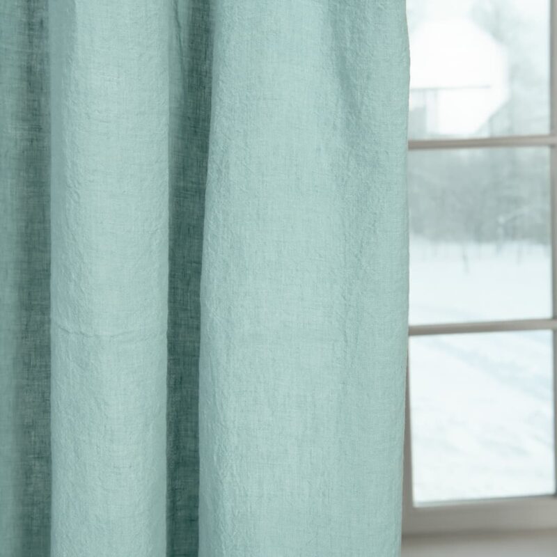 aquamarine linen curtains non transparent