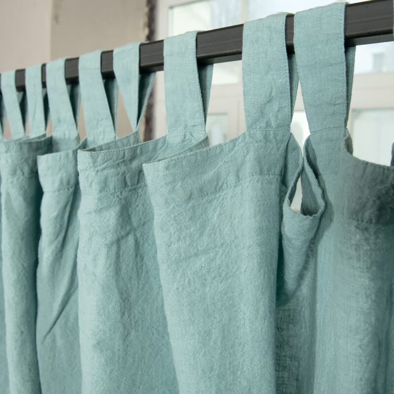 aquamarine linen curtains with loops