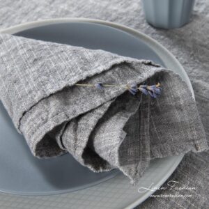 Linen blend dark grey napkin, washed