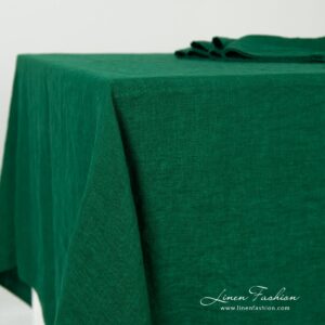Green linen tablecloth