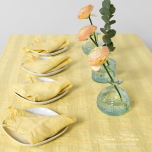 PORTO yellow linen tablecloth with matching napkins