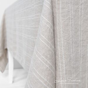 URBAN grey linen tablecloth with folded borders