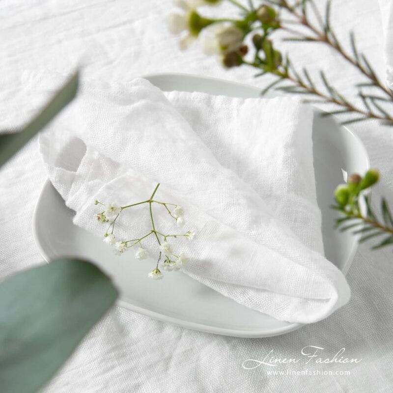 PORTO white linen napkin, specially washed