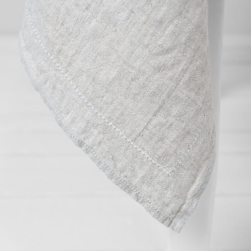 beige linen tablecloth washed with hemstitch