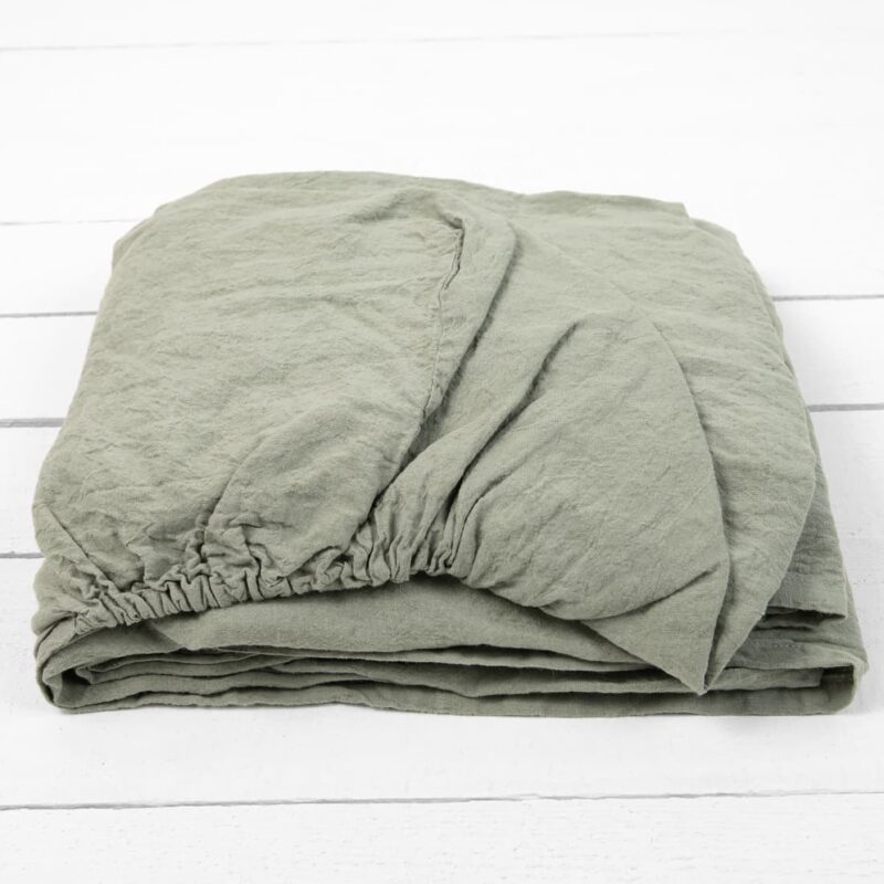 light green linen fitted sheet