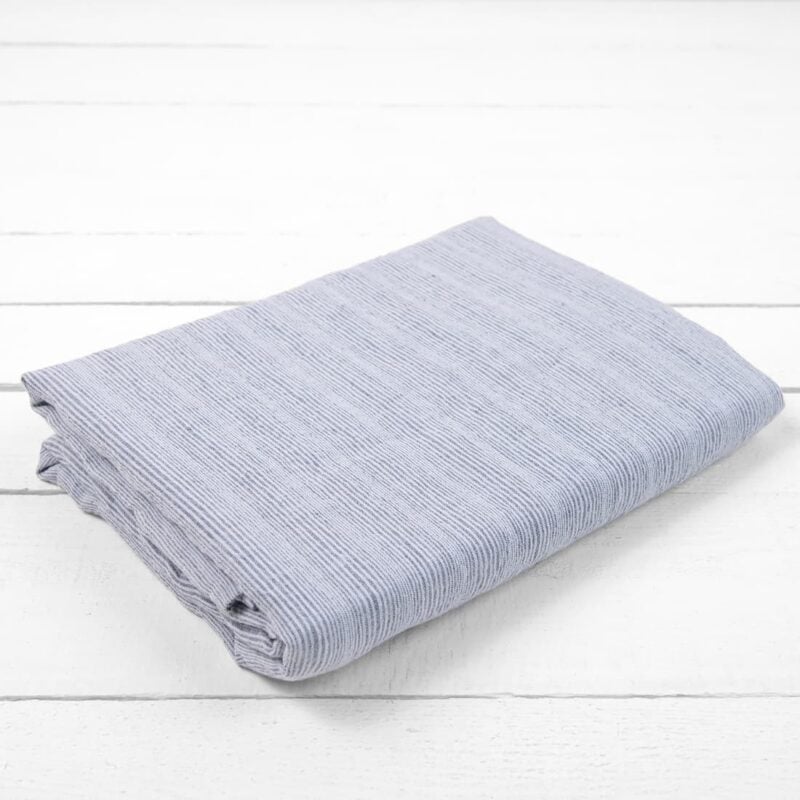 linen striped blue flat sheet