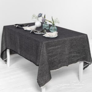 MANTIS black linen tablecloth