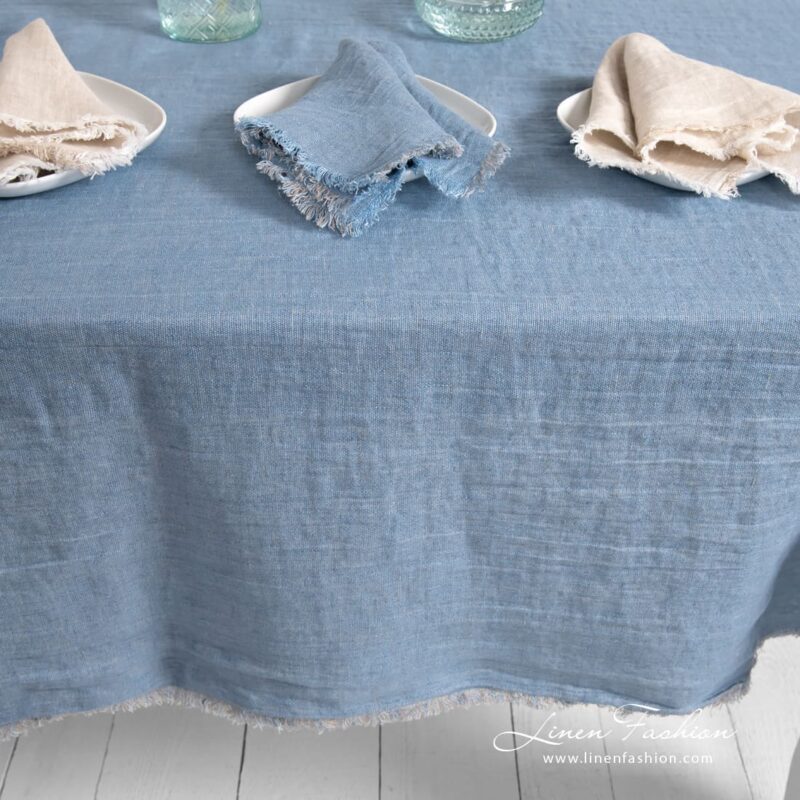 MANTIS greyish blue linen tablecloth