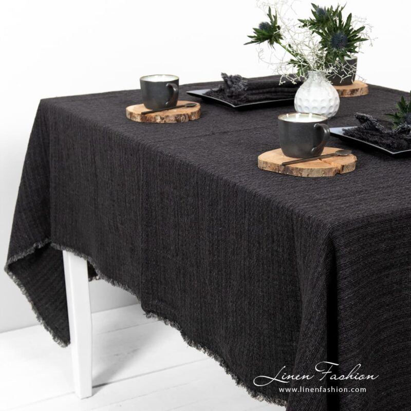 Charcoal grey tablecloth.