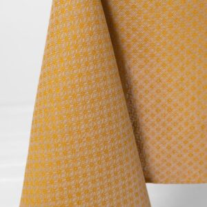 Yellow tablecloth linen cotton, diamond pattern