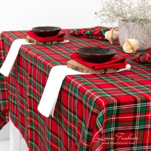 Checked red tablecloth.