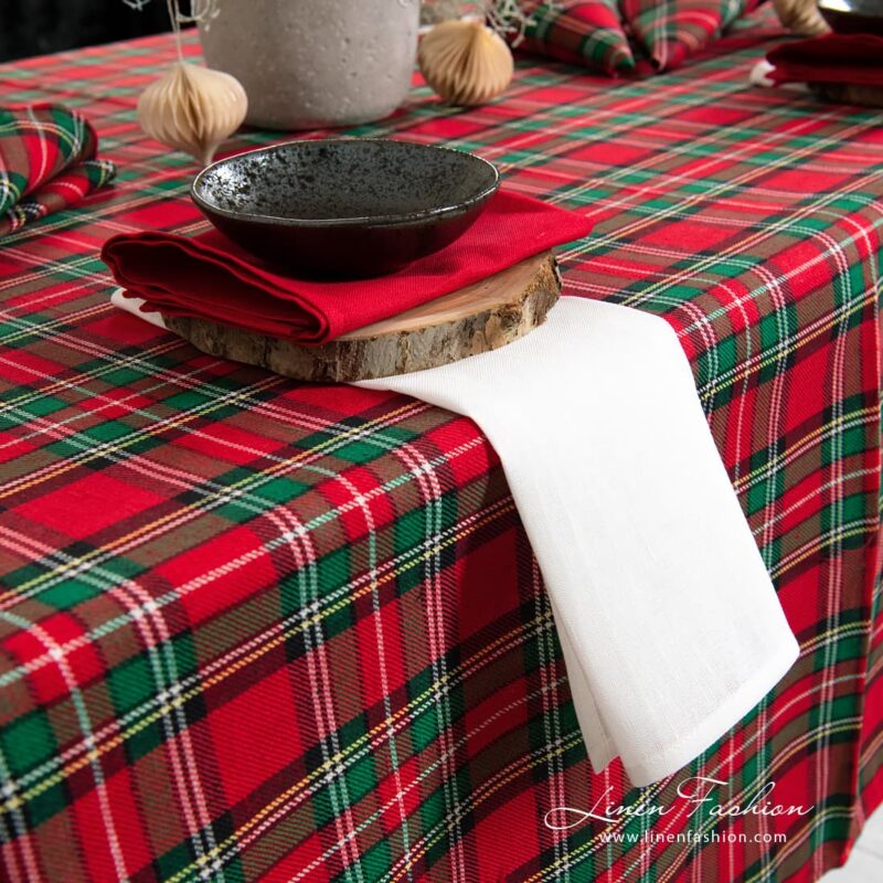 Red scarlet tablecloth.